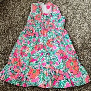 Lilly Pulitzer Pink and Green Floral Kids Casual Dress